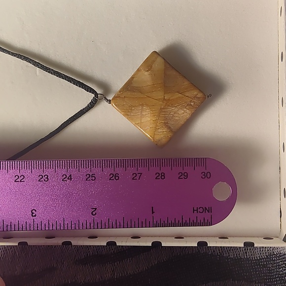 Nylon black necklace, beautiful stone, heavy and cold to touch,don't know name - Picture 2 of 4